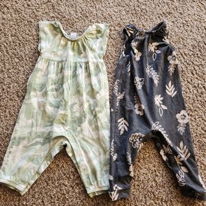 12m girl's short sleeve button jumpsuits, 2 pairs from Old Navy & Target